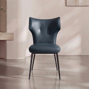 Modern Faux Leather Dining Chair with Sculpted High Back Black Metal Legs 1 Piece